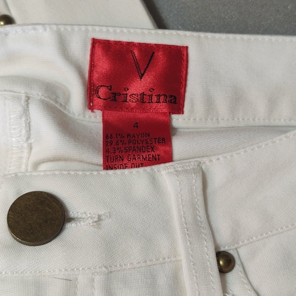 V Christina white poly spandex jeans - Picture 2 of 2
